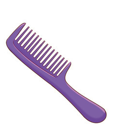 Imagem: Um pente de cor lilás. Fim da imagem.