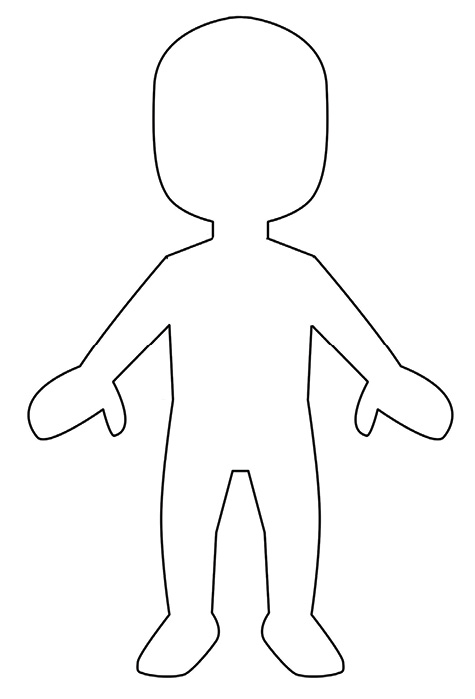 Imagem: Ilustração. Uma silhueta de uma criança com cabeça, braços abertos, em pé.  Fim da imagem.