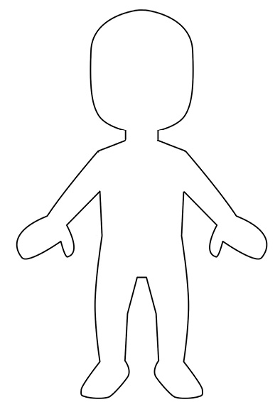 Imagem: Ilustração. Uma silhueta de criança na vertical com braços e pernas afastadas.  Fim da imagem.
