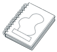 Imagem: Ilustração em preto e branco. Vários elementos : Um livro fechado. Um estojo de zíper aberto com caneta e lápis.  Um saco de balas, com o nome : Balas. Uma revista de super-herói, com o título : Super. Uma mochila grande com o zíper aberto. Um calendário de 2023. Um carrinho de brinquedo. Um caderno com espiral na vertical, à esquerda.   Fim da imagem.