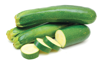 Imagem: Fotografia. Vários pés de abobrinhas de cor verde, com formato comprido na horizontal, com pontas arredondadas.  Fim da imagem.