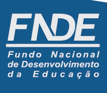 Imagem: Logotipo héfi-hêni-dê-eh. Na parte superior, a sigla héfi-hêni-dê-eh. Em seguida, um traço e o nome: Fundo Nacional de Desenvolvimento da Educação. Fim da imagem.