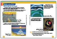 Imagem: Ilustração. Exemplifica como será a seção Painel multicultural. Página dupla composta por textos e imagens. Fim da imagem.