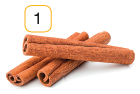 Imagem: Fotografia 1. Hastes de canelas de cor marrom com formatos arredondados na horizontal. Fim da imagem.