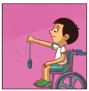 Imagem: Ilustração. Passo 2. Ele está de perfil com braço esquerdo estendido para frente segurando a maça para baixo.  Fim da imagem.