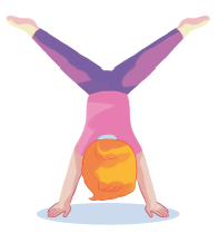 Imagem: Ilustração 4. Um menino com as mãos no chão, as pernas erguidas para cima e afastadas.  Fim da imagem.