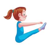 Imagem: Ilustração 4.Ele está saltando de perfil com as pernas estendidas para frente, os braços estendidos para frente.  Fim da imagem.