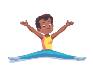 Imagem: Ilustração 3. Ele está sentado no chão com as pernas afastadas e estendidas, os braços estendidos para cima.  Fim da imagem.