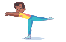 Imagem: Ilustração 4. Ele está de perfil, com os braços e tronco estendidos para frente, o pé esquerdo no chão e a perna direita estendida para trás.  Fim da imagem.