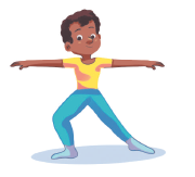 Imagem: Ilustração 6. Ele está com a perna esquerda flexionada, a perna direita estendida, os braços estendidos na lateral do corpo.  Fim da imagem.