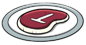 Imagem: Ilustração: um bife  Fim da imagem.