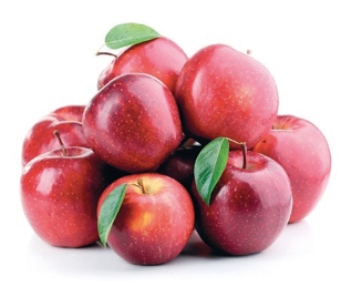 Imagem: Fotografia. Várias maçãs vermelhas e empilhadas.  Fim da imagem.