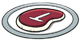 Imagem: Ilustração: um bife  Fim da imagem.