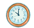 Imagem: Ilustração. Relógio redondo de parede com ponteiro menor sobre o número 10 e ponteiro maior sobre o número 12.  Fim da imagem.