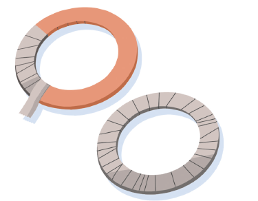 Imagem: Ilustração. Dois aros cobertos por um papel.   Fim da imagem.