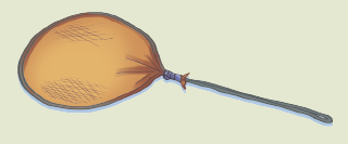 Imagem: Ilustração. Uma haste cinza com a ponta superior redonda e preenchida por um tecido marrom.  Fim da imagem.