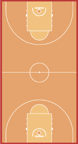 Imagem: Ilustração. Linhas brancas em um fundo laranja. Na parte inferior e superior, dentro de um semicírculo grande, um retângulo e um semicírculo menor. No centro, uma linha horizontal com um círculo médio no meio. Fim da imagem.