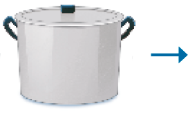 Imagem: Ilustração. Uma panela.  Fim da imagem.