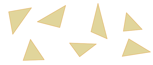 Imagem: Ilustração. Sete triângulos bege.Fim da imagem.