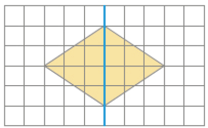 Imagem: Ilustração.  Malha quadriculada. No centro há uma reta vertical sobre um losango.   Fim da imagem.
