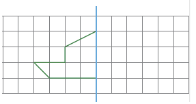 Imagem: Ilustração. Malha quadriculada. No centro há uma reta vertical sobre metade esquerda de um barco. Fim da imagem.