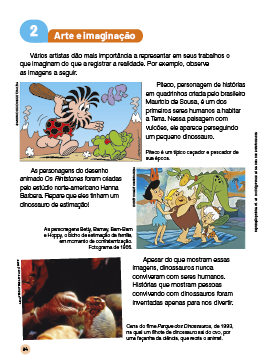 Imagem: Ilustração. Página do livro com imagens e textos. Fim da imagem.