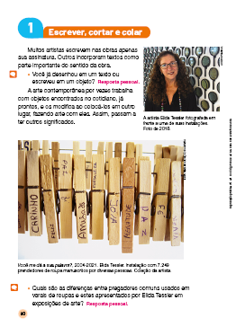 Imagem: Ilustração. Página do livro com imagens e textos. Fim da imagem.