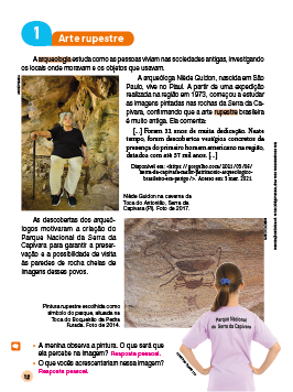 Imagem: Ilustração. Página do livro com imagens e textos. Fim da imagem.