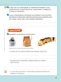 Imagem: Ilustração. Exemplifica como será a seção Vamos retomar. Página composta de textos e imagens. Fim da imagem.