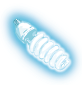 Imagem: Ilustração. Lâmpada acesa com fonte luminosa em espiral. Fim da imagem.