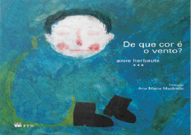 Imagem: Capa de livro. No centro, o título e à esquerda, pintura de um menino com roupa azul e botas pretas. Ele está sentado com os olhos fechados e as pernas flexionadas. Fim da imagem.
