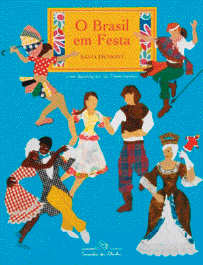 Imagem: Capa de livro. Na parte superior, o título e na parte inferior, ilustração de pessoas dançando e tocando instrumentos musicais.  Fim da imagem.