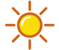 Imagem: Ilustração. Um sol.  Fim da imagem.