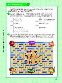 Imagem: Ilustração. Exemplifica como será a seção Cartografando. Página composta por textos e imagens. Fim da imagem.