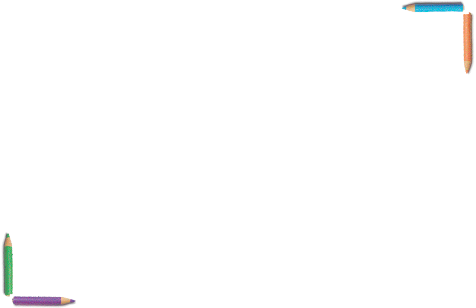 Imagem: Ilustração. Área em branco com quatro lápis de cor formando uma borda.  Fim da imagem.