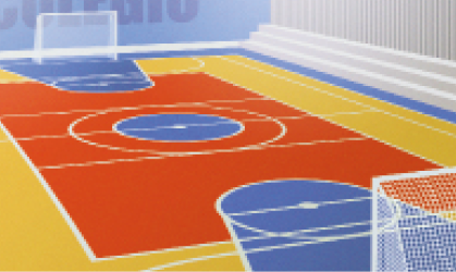 Imagem: uma quadra de esportes,  Fim da imagem.