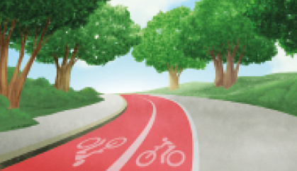 Imagem: e uma ciclovia.  Fim da imagem.