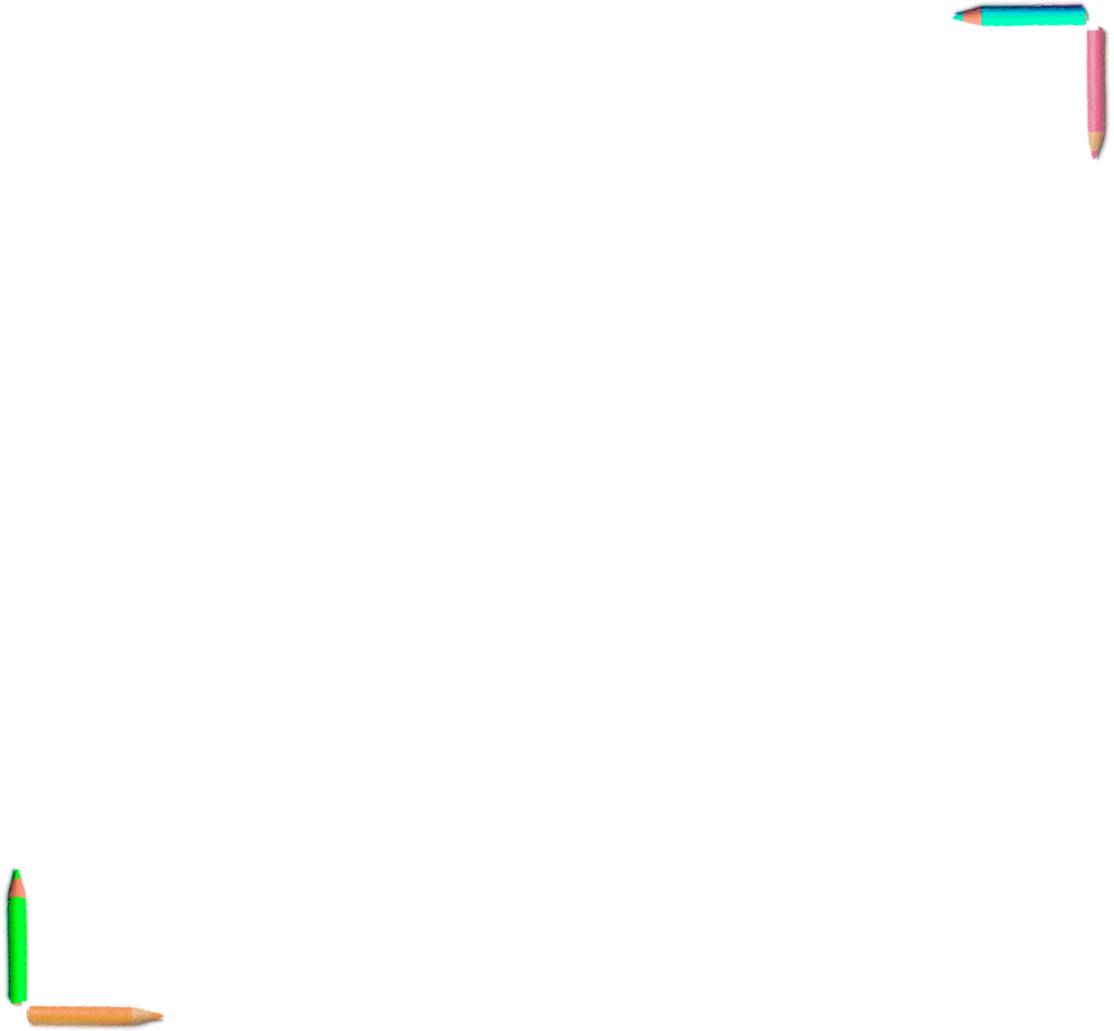 Imagem: Ilustração. Área em branco com quatro lápis de cor formando uma borda.  Fim da imagem.