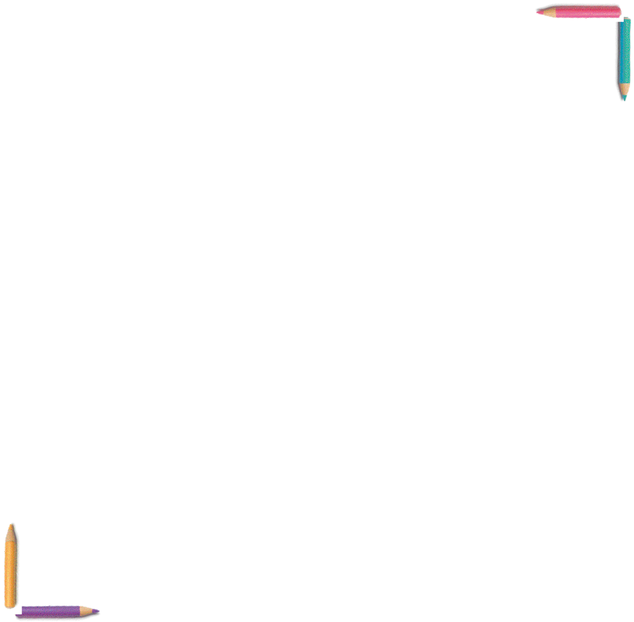 Imagem: Ilustração. Área em branco com quatro lápis de cor formando uma borda.  Fim da imagem.