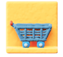 Imagem: Ilustração. Um carrinho de supermercado.   Fim da imagem.