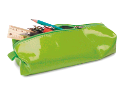 Imagem: Fotografia. Um estojo verde.  Fim da imagem.