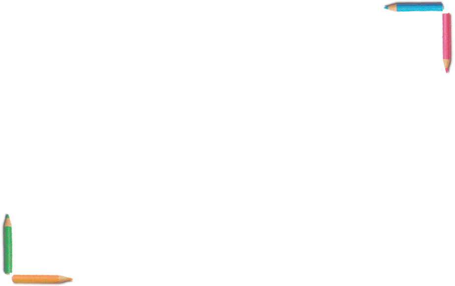 Imagem: Ilustração. Área em branco com quatro lápis de cor formando uma borda.  Fim da imagem.