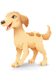 Imagem: Ilustração. Um cachorro bege com manchas mais escuras.  Fim da imagem.