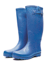 Imagem: uma bota de borracha azul,  Fim da imagem.