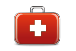 Imagem: Ilustração de uma maleta vermelha com uma cruz. Fim da imagem.