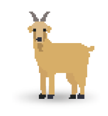 Imagem: Ilustração. Um bode.  Fim da imagem.