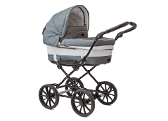 Imagem: Fotografia. Um carrinho de bebê. Fim da imagem.