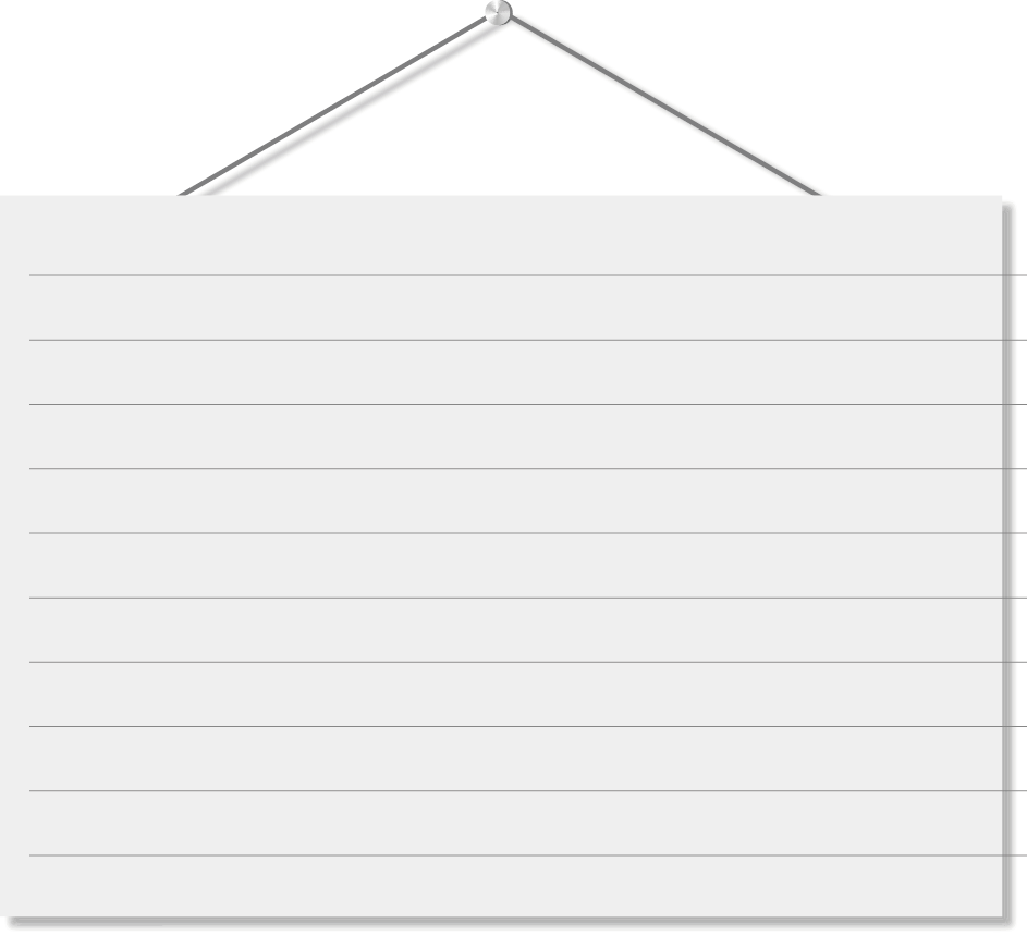 Imagem: Ilustração. Uma folha pautada para respostas presa com barbante a um prego.  Fim da imagem.