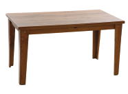 Imagem: Fotografia. Uma mesa retangular de madeira.  Fim da imagem.