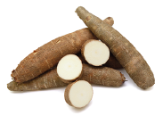 Imagem: Fotografia. Um punhado de mandioca. Fim da imagem.